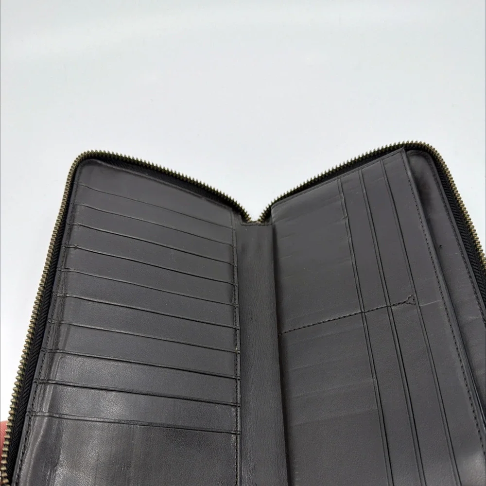 Coach Accordion Zip Brown/Black Signature Coated Canvas Wallet - Picture 5 of 8